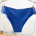 Detail shot of seamless ice silk women's panties in bright blue, showing edge and fabric texture. - M / Brilliant Blue