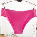 Detailed close-up of seamless ice silk women underwear, smooth fabric, comfortable daily wear. - L / Rose Red
