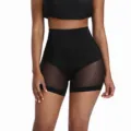 Women high waist shapewear tummy control butt lifter breathable mesh body shaper shorts black - L / Black