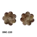 Disposable adhesive flower-shaped nipple pasties with golden grid pattern for sensual wear. - One Size / Floral Gold Mesh
