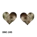 Heart shape metallic snake print adhesive nipple covers for women, sexy gold pasties. - One Size / Heart Snake Print