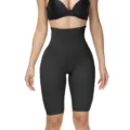 Women high waist tummy control shapewear black body shaper boxer brief butt lifter panty - M / Black