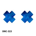 Disposable self-adhesive blue snake texture cross nipple pasties anti-glare sexy breast petals - One Size / Cross Blue-Black Snake Print