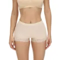 Women's padded hip shapewear shorts lace trim seamless control panties beige underwear - S / Nude