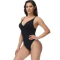 Μαύρο seamless string body shapewear για γυναίκες, ελαφρύ κορσέ κοιλίας και σύσφιξη μέσης. - S / Μαύρο