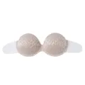 Strapless onzichtbare klevende bh met nude kanten cups en witte vleugels voor avondjurken. - Letter A / Huidskleur
