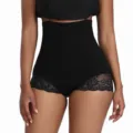 Damen Hohe Taille Miederhose Bauchweg Shaper Panty Schwarze Spitze Formende Unterwäsche - M/L / Schwarz