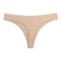 Women seamless ribbed thong low waist breathable nude scalloped edge sexy daily panties - Nude