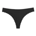 Zwarte geribbelde damestanga met schulprand, naadloos en sexy ondergoed voor comfortabele stijl. - M / Bottoms / Zwart