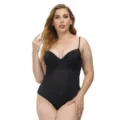 Talla grande body lenceria negro a rayas para mujeres, ropa de dormir sexy vista principal. - XL / Conjuntos / Negro