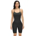 Zwarte naadloze body shaper jumpsuit voor vrouwen, dunne elastische buikwandcorrectie SKU. - S / Top en Broek / Zwart