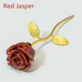 Rosa in cristallo di diaspro rosso con stelo dorato regalo di San Valentino decoro - Diaspro Rosso - Montatura Dorata - Stile Curvo