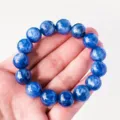 Natürlicher blauer Kyanit Perlen Armband Klein blaue Kristall Modeschmuck Geschenk - Klasse 5A Alte Mine Katzenauge Kyanit / Ca. 11-12mm