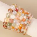 Pulsera de cuentas de piedra preciosa de cristal natural cuarzo multicolor moda - Pelo de Conejo Colorido Profundo (6A) / 13-13,9mm Aprox. 16 Piezas