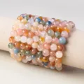 Pulsera de cuentas de piedra preciosa de cuarzo cristal colorido estilo macarrón artículo. - Pelo de Conejo Azul Londres (4A) / 7-7,9mm Aprox. 27 Piezas