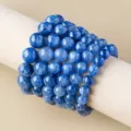 Natürliches blaues Kyanit Edelstein Perlen Armband runder Perlen Stretch Schmuck Geschenk. - Klasse 7A Alte Mine Katzenauge Kyanit / Ca. 7-8 mm