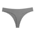 Comfortable women solid ribbed seamless thong low rise scalloped underwear panty gray - Gray