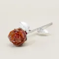 Ornamento di fiori di rosa in resina di pietra di cristallo, regalo di San Valentino. - Stelo Dritto Base Argento / Agata rossa