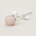 Squisita rosa in cristallo con stelo in metallo, regalo romantico per San Valentino. - Stelo Dritto Base Argento (Rimovibile) / Quarzo rosa