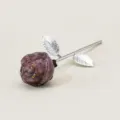 Splendido fiore di rosa in cristallo naturale e resina epossidica per San Valentino - Stelo Dritto Base Argento (Rimovibile) / Quarzo rosa