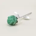 Rosa in pietra frantumata di cristallo ornamento resina epossidica stelo argento - Stelo Dritto Base Argento (Rimovibile) / Aventurina verde