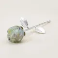 Ornamento floreale di rosa in pietra di cristal con stelo argento, regalo romantico. - Stelo Dritto Base Argento (Rimovibile) / Fluorite Colorata