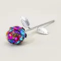 Rosa in pietra di cristallo frantumato resina stelo metallico regalo decorazione casa - Stelo Dritto Base Argento (Rimovibile) / Conchiglia Colorata
