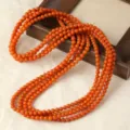 Natural Baoshan Nanhong Multi-Circle Agate Round Bead Bracelet Red Gemstone Jewelry - Multi-Loop Baoshan Persimmon Red Southern Red Agate (Approx. 108 Beads, Approx. 6mm)