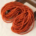Natural red agate bead multi-wrap bracelet, vibrant persimmon red gemstone jewelry item. - Multi-Loop Floating Flower Southern Red Agate (Approx. 108 Beads, Approx. 5-6mm)