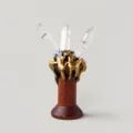 Natural crystal wood base ornament, magical wand design, crystal quartz pillars for desktop decor. - 3 White Single Crystals with Wood Base