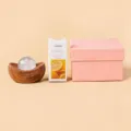 Natural crystal ball aromatherapy gift set with wooden base and essential oil box. - Clear Quartz Set