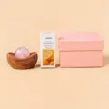 Natural crystal ball aromatherapy gift set with wooden base and essential oil box. - Rose Quartz Set