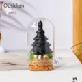 Natural obsidian Christmas tree glass dome desktop decoration holiday gift item new - Black Obsidian / 4x4x6cm White Box