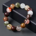 Natuurlijke kleurrijke rutielkwarts kristal ronde kralen armband dames sieraden. - Natuurlijk kleurrijk rutielkwarts / Kraaldiameter ca. 6mm (ca. 32 stuks)