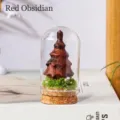 Décoration de table de sapin de Noël en cristal d'obsidienne rouge cloche en verre - Style Obsidienne Rouge / Boîte Blanche 4x4x6cm