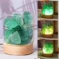 Natural green crystal stone LED night light USB powered ambient light desktop home decor lamp - 20x10x14 Kraft Corrugated Box / Green Fluorite Rough Stone Style