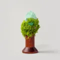 Natural crystal wooden base ornament forest raw stone magic wand desktop healing decor - Green Fluorite + Raw Wood Base