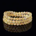 Natural golden rutilated quartz multi-wrap bracelet sparkling crystal bead jewelry item - Grade A Rutilated Quartz Triple-Wrap Prayer Beads (6.5-7mm)