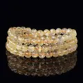 Natural golden rutilated quartz crystal beaded multi wrap bracelet luxury jewelry accessory - Grade B Rutilated Quartz Triple-Wrap Prayer Beads (6mm)