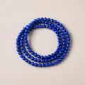 Natural Lapis Lazuli Three-Layer Round Bead Bracelet with Golden Pyrite Inclusions - 7A High-Quality Lapis Lazuli Triple-Wrap Bracelet (5-5.8mm)