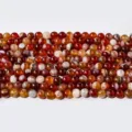 Natural Red Agate Round Loose Beads Semi-Finished DIY Jewelry Bracelet Necklace Component. - Red Stripe Agate / 10mm