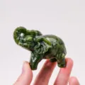Natural serpentine jade elephant carving ornament desktop tea pet decoration sculpture - Approx 7x5.5cm