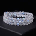 Natural crystal bead multi-wrap bracelet, elegant flash stone variant jewelry piece. - 5A Transparent Blue Moonstone (Bead Diameter approx. 6-7mm)