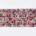 Natural stone round beads semi-finished agate loose beads DIY crystal necklace bracelet - Moss Agate / 10mm