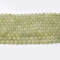 Natural stone round beads semi-finished agate loose beads for DIY crystal jewelry crafting. - Bean Green Chalcedony / 10mm