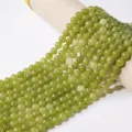 Green jade agate loose beads variant, smooth round gemstone spacer beads for DIY jewelry making. - Bamboo Green Chalcedony / 10mm