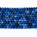 Natural blue agate stone round beads loose semi-finished DIY bracelet necklace jewelry making - Blue Agate / 10mm
