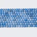 Blue natural stone round loose beads semi-finished gemstone DIY bracelet necklace making - Aquamarine / 10mm