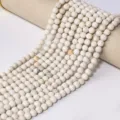 White natural stone round beads semi-finished agate loose beads for DIY jewelry making variant. - Howlite Round Bead / 8mm