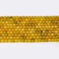 Natural yellow agate round beads semi-finished loose beads for DIY jewelry making bracelets. - Orange Green Floating Flower Round Bead / 8mm